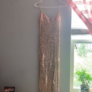 ROSEGOLD SEQUIN STRAP GOWN